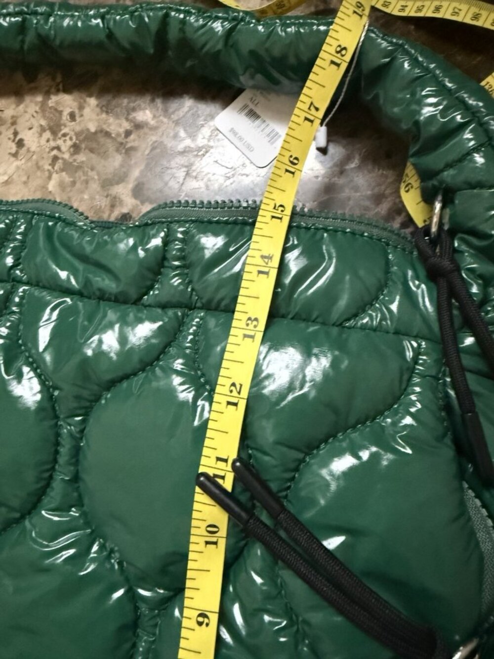 Free People Quilted Carryall Tote Bag surplus Shine Green New with Tags - Picture 11 of 12
